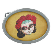 Beautiful Mexican Catrina Oval Belt Buckles