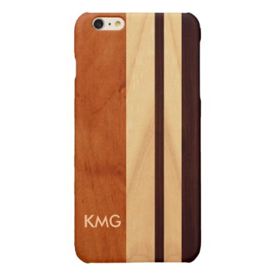 Beautiful Monogrammed Wood Stripes Glossy iPhone 6 Plus Case