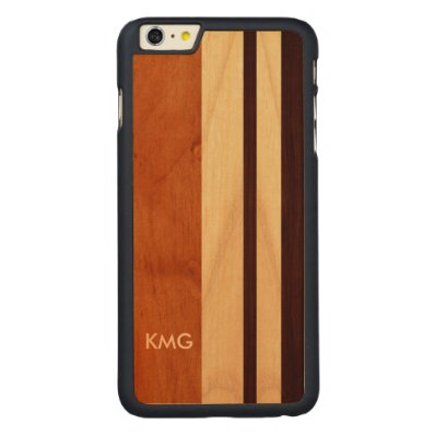 Beautiful Monogrammed Wood Stripes Pattern Carved® Maple iPhone 6 Plus Case