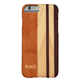 Beautiful Monogrammed Wood Stripes Pattern Barely There iPhone 6 Case