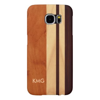 Beautiful Monogrammed Wood Stripes Pattern Samsung Galaxy S6 Cases