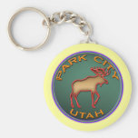 Beautiful Moose Medallion Park City Souvenir Keychains
