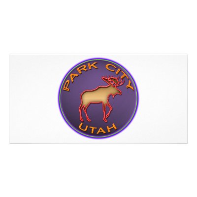 Beautiful Moose Medallion Park City Souvenir Customized Photo Card by ParkCityCatalog