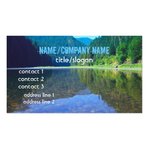 beautiful mountain river reflection business card (front side)