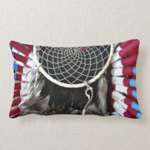 Beautiful Native American Dream Catcher Red Blue Pillow