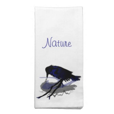 Beautiful Nature Scene Crow Water Napkin by Paintedlynx
