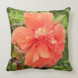 Beautiful Orange and Salmon Hibiscus Flower Throw Pillow