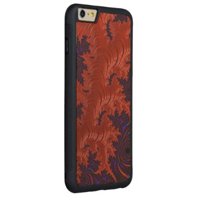Beautiful Orange Blue Fractal Design Carved® Maple iPhone 6 Plus Bumper Case