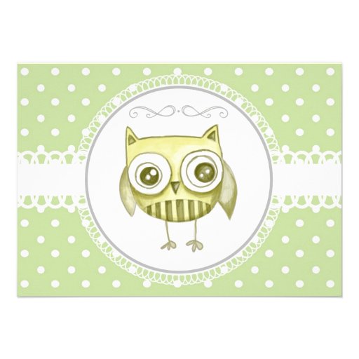 Beautiful Owl with Pastel Polka Dots Custom Teal Invitation