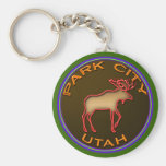 Beautiful Park City Moose Medallion Gear Key Chain