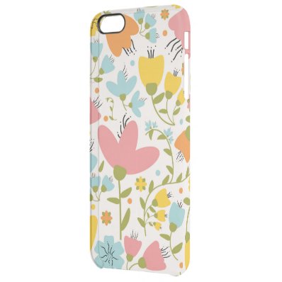 Beautiful Pastel Floral Pink Blue Yellow Clear iPhone 6 Plus Case