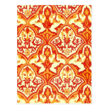 BEAUTIFUL PATTERN - RED & ORANGE POSTCARD