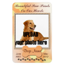 Beautiful Paw Prints on Our Hearts Dog Memorial Flexible Magnet