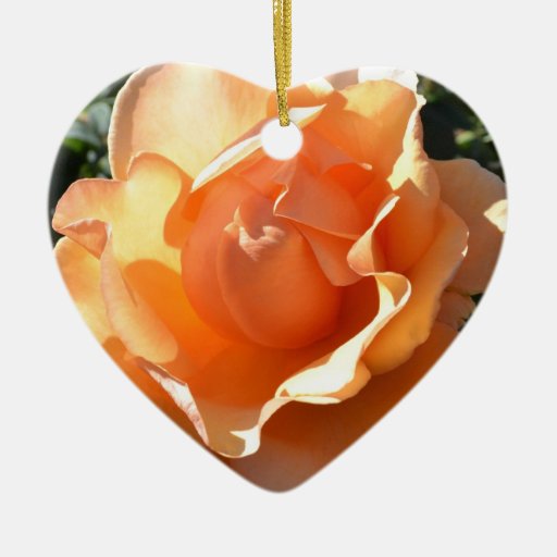 Beautiful Peach Rose Heart Ornament