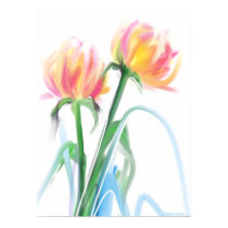 Beautiful Pink and Yellow Dahlias in the Garden Print