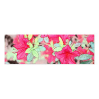 Beautiful pink art style azalea flowers skinny business cards