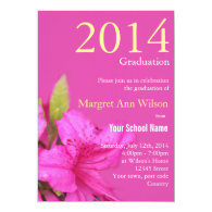 Beautiful pink azalea flower graduation invitation personalized invitation