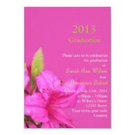 Beautiful pink azalea flowers graduation invitatio custom announcement