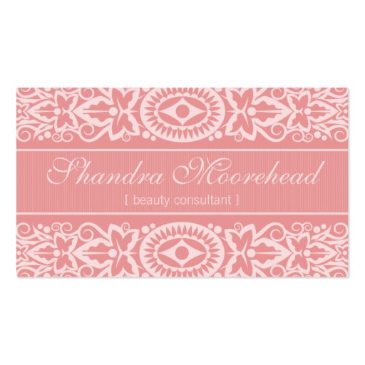 Beautiful Pink Beauty Consultant Business Card (front side)