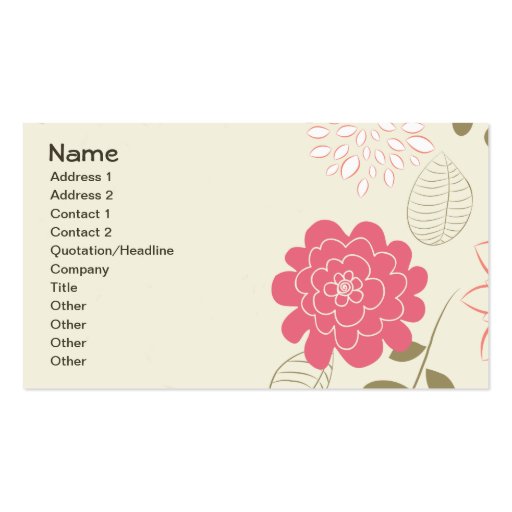 Beautiful Pink Brown Retro Vector Business Card Template (front side)