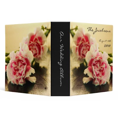 Beautiful Pink Carnation Wedding Photo Album 3 Ring Binder by CountryCorner