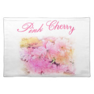 beautiful pink cherry flowers floral photo art. placemats