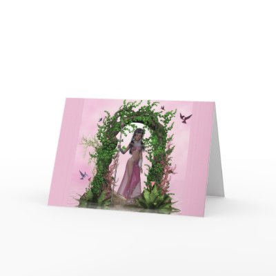 Beautiful Pink Elf under an Archway Fantasy Card by mrssocolov4