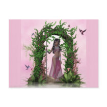 Beautiful Pink Elf under an Archway Postcards