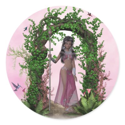 Beautiful Pink Elf under an Archway Stickers by mrssocolov4