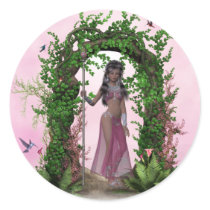 Beautiful Pink Elf under an Archway Stickers