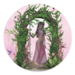 Beautiful Pink Elf under an Archway Stickers