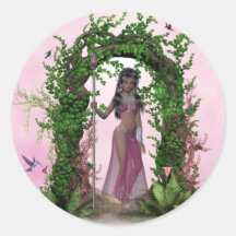 Beautiful Pink Elf under an Archway Stickers