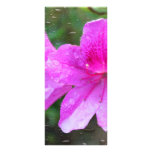 beautiful pink garden flowers in the rain. floral customized rack card