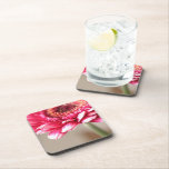 Beautiful pink gerbera on beige cork coasters