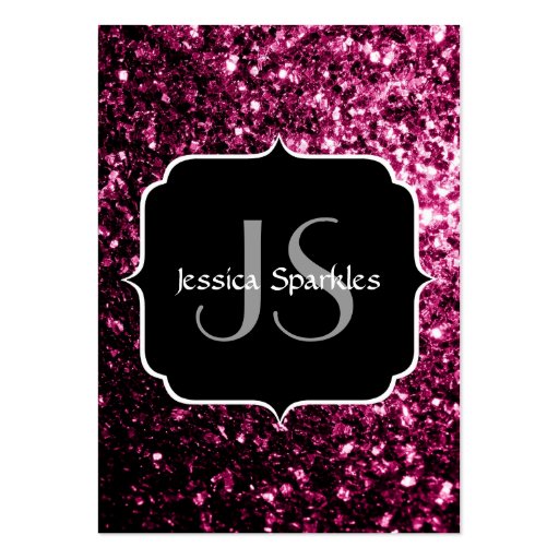Beautiful Pink glitter sparkles with Monogram Business Card Template (back side)