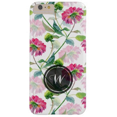 Beautiful Pink & Green Watercolors Flowers Pattern Barely There iPhone 6 Plus Case