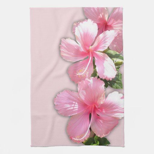 Beautiful Pink Hawaiian Hibiscus Flowers Kitchen Towels