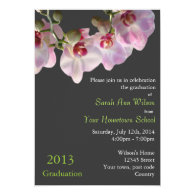 Beautiful pink orchid flowers graduation invitatio custom invitations