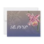 beautiful pink orchid on deep blue wedding announcements