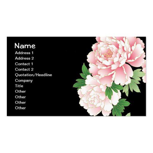 Beautiful Pink Peony Vintage Floral Business Card Templates