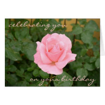 Beautiful Pink Rose Birthday Card