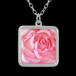 Beautiful, pink rose close up necklaces