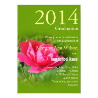 Beautiful pink rose flower graduation invitation custom invite