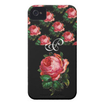 BEAUTIFUL PINK ROSE MONOGRAM Case-Mate iPhone 4 CASES