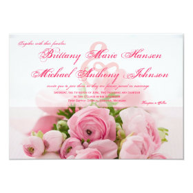 Beautiful Pink Roses Bouquet Wedding Invitation 4.5