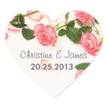 Beautiful pink roses wedding sticker stickers