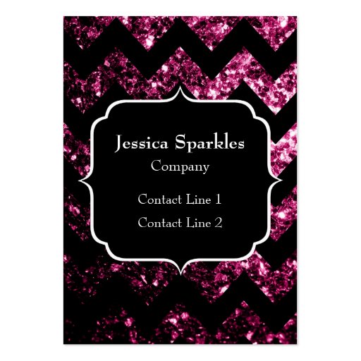 Beautiful Pink sparkles with Chevron and Monogram Business Cards