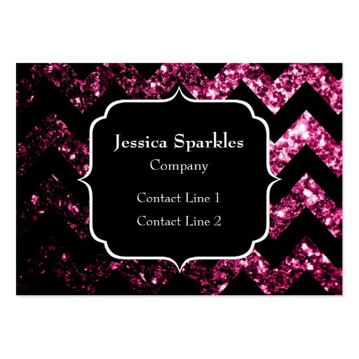 Beautiful Pink sparkles with Chevron and Monogram Business Card Templates (front side)