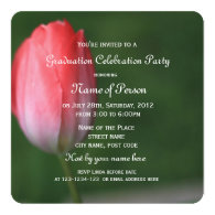 beautiful pink tulip flower graduation celebration custom invitation