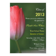 Beautiful pink tulip flower graduation party custom invites